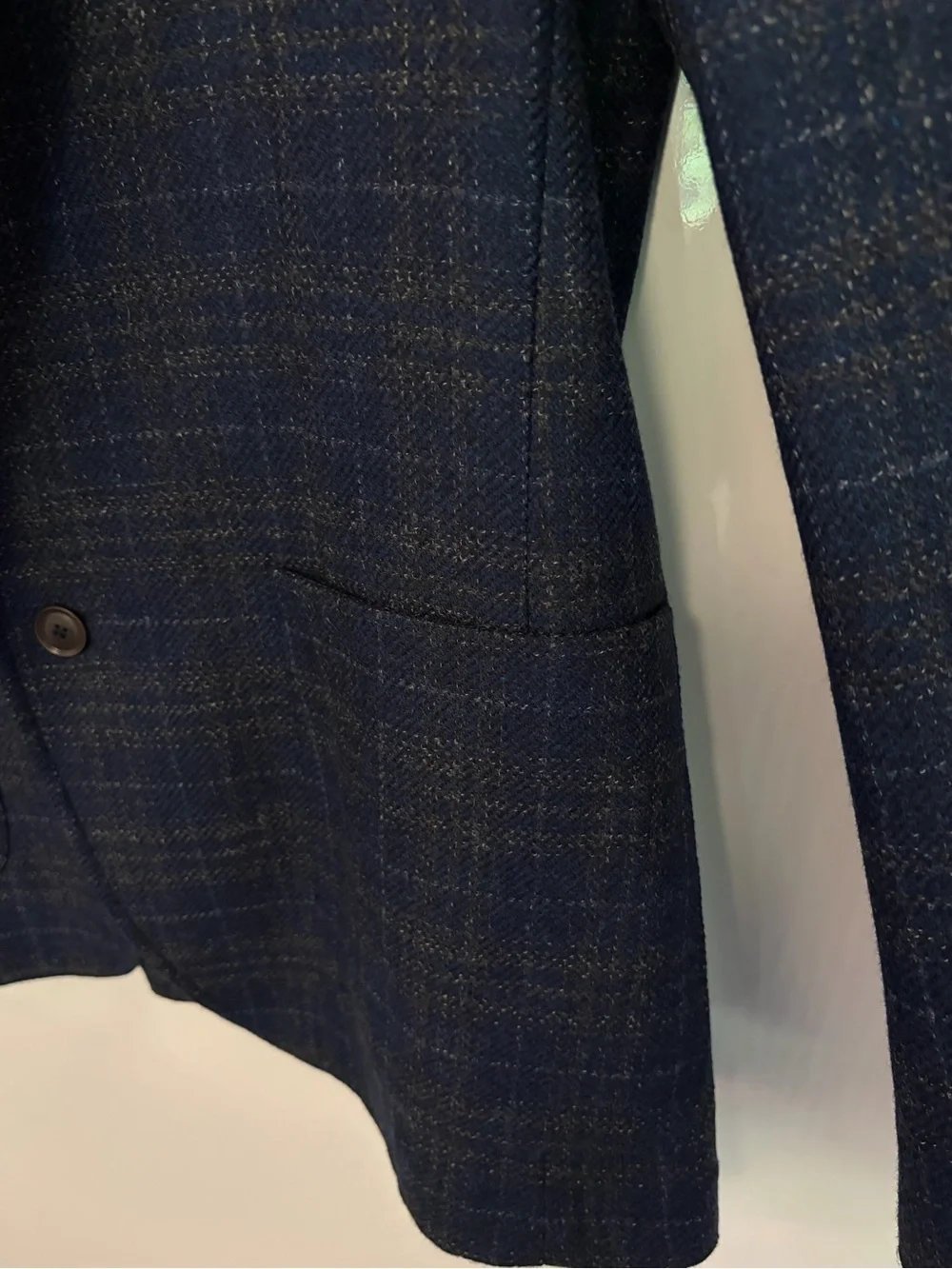 Men’s Luciano Barbera Dark Blue Plaid Sport Coat Size 52 (42 US) Made in Italy